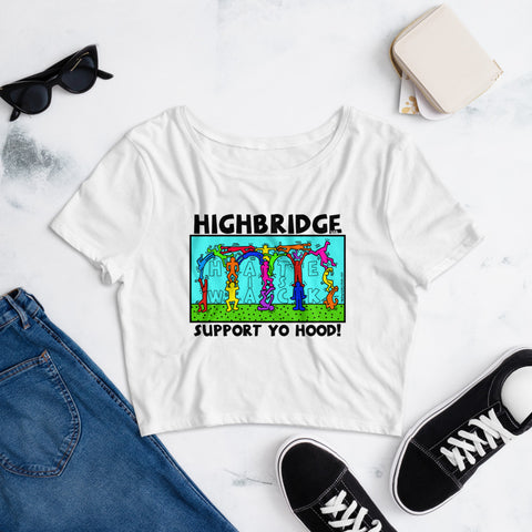 HighBridge Support Yo Hood Collab White Women’s Crop Tee